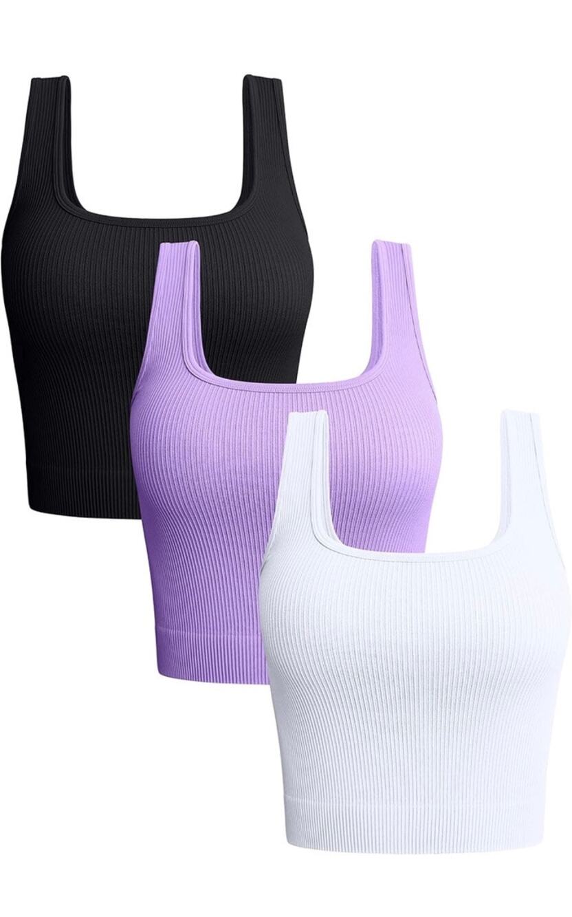 OQQ Purple and Black Ribbed Tank